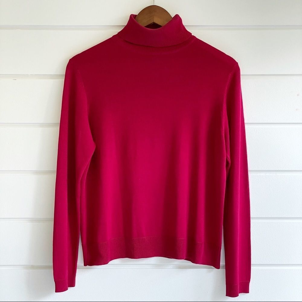 Valerie Stevens Turtleneck Red 100% Silk Sweater Size Large